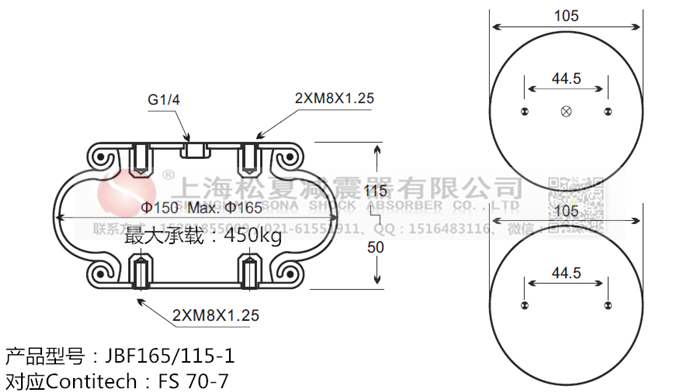 JBF165/115-1橡膠<a href='http://m.mouserwei2.com/' target='_blank'><u>空氣彈簧</u></a>