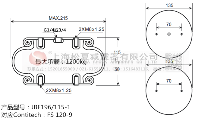 JBF196/115-1橡膠<a href='http://m.mouserwei2.com/' target='_blank'><u>空氣彈簧</u></a>