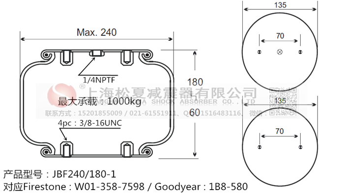 JBF240-180-1橡膠<a href='http://m.mouserwei2.com/' target='_blank'><u>空氣彈簧</u></a>