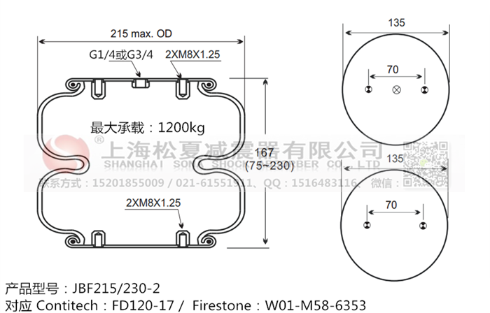 JBF215/230-2橡膠<a href='http://m.mouserwei2.com/' target='_blank'><u>空氣彈簧</u></a>