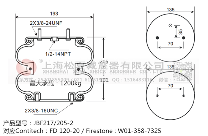 JBF217/205-2橡膠<a href='http://m.mouserwei2.com/' target='_blank'><u>空氣彈簧</u></a>